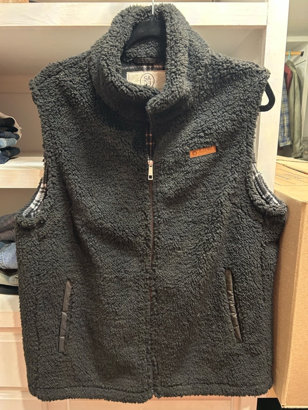 Sage Women's Black Sherpa Fleece Vest